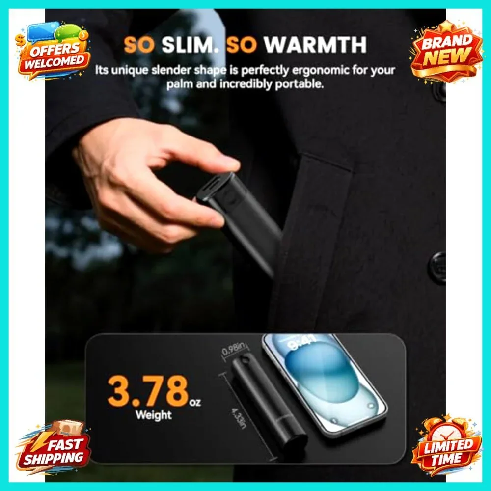 Rechargeable Hand Warmers 2 Pack, 5000mAh Battery, 3 Heat Settings, Portable - Picture 3 of 6